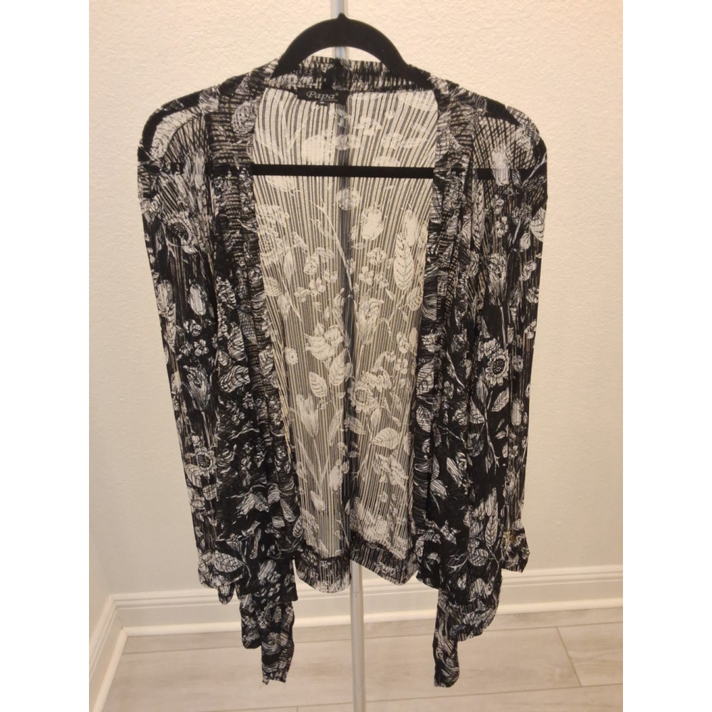 Papa Vancouver Vintage Long Sleeve Sheer Black And White Size M Womens